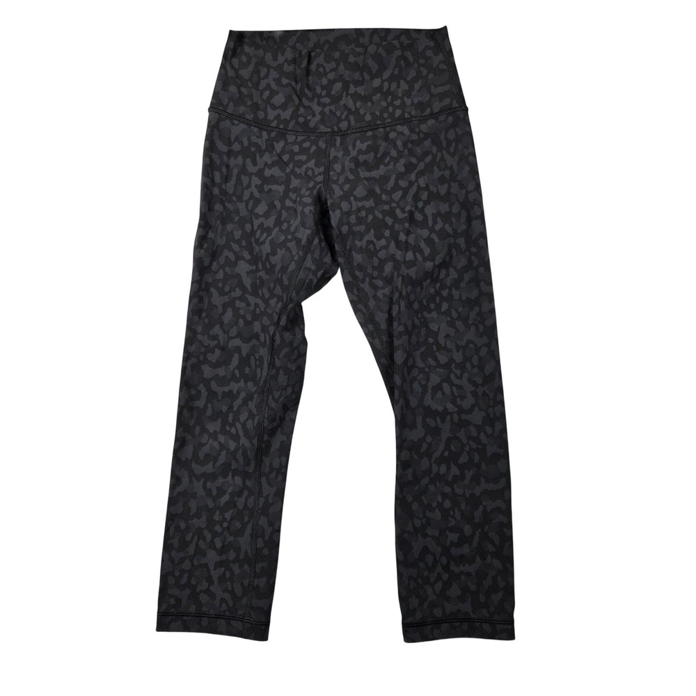 Lululemon Crop Leggings Womens 6 Black Exc Camo High Rise Wild Thing Deep Coal